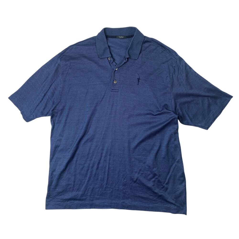 Marbas Shirt Mens XL Extra Large Storm Blue Cotton Short Sleeve Polo Golf